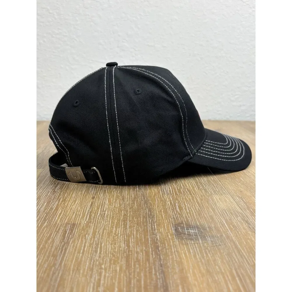 True Religion Buddha Trucker Hat Black Snapback Cap Mens One Size NWT Original